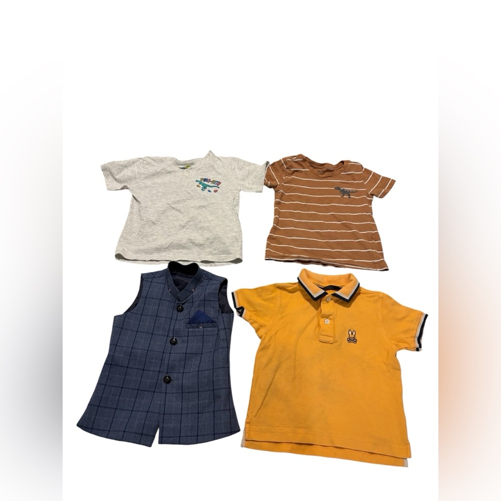 Kids Short Sleeve Tee and Vest Collection - White, Brown, Blue, Yellow